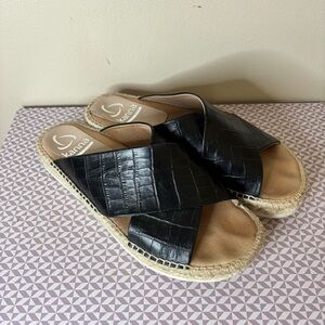 Kanna Women's platform sandals black leather slip on size 41